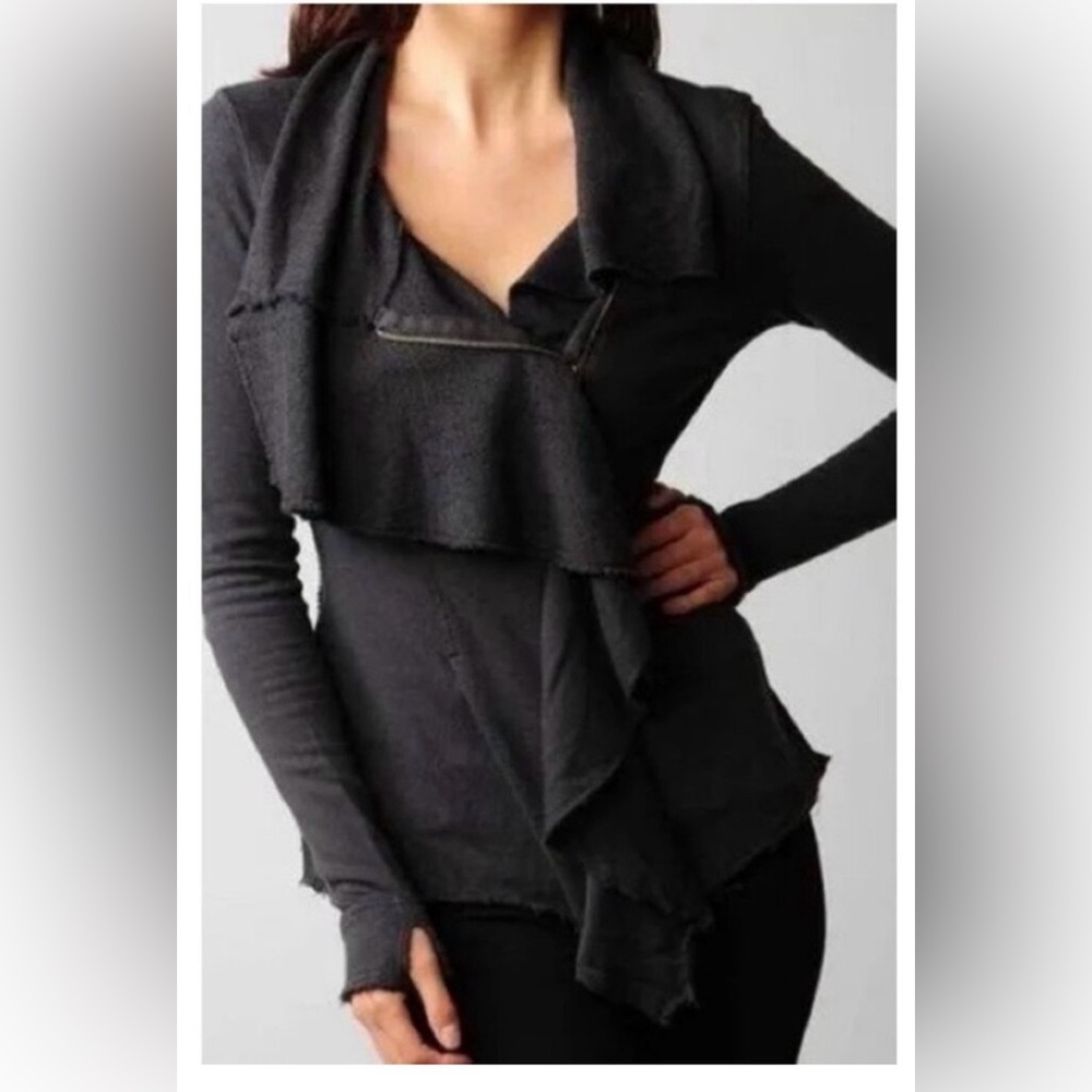 Free People asymmetrical flowy zip up sweater